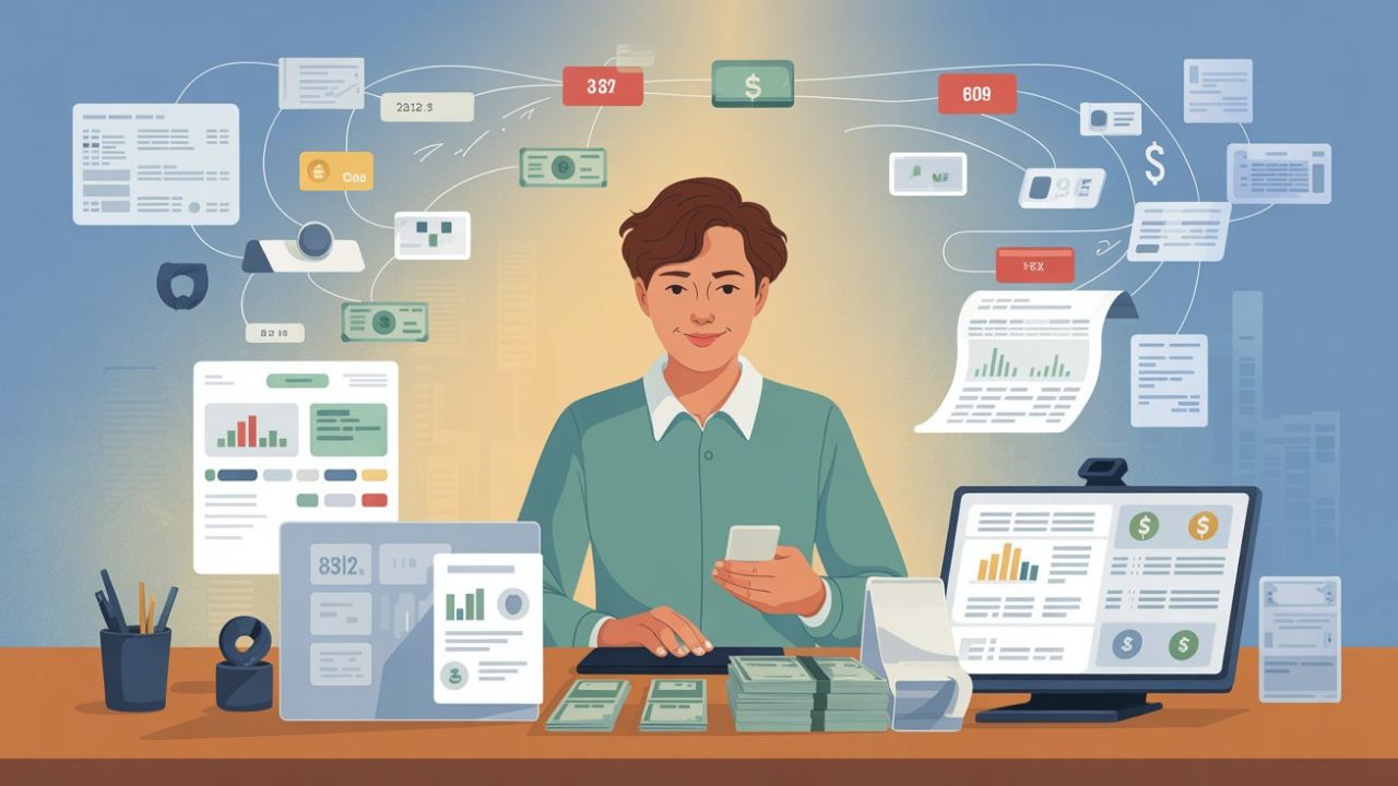A person in Maine reviews their Spectrum bill, using a calculator to understand their prorated charges for fair budgeting.