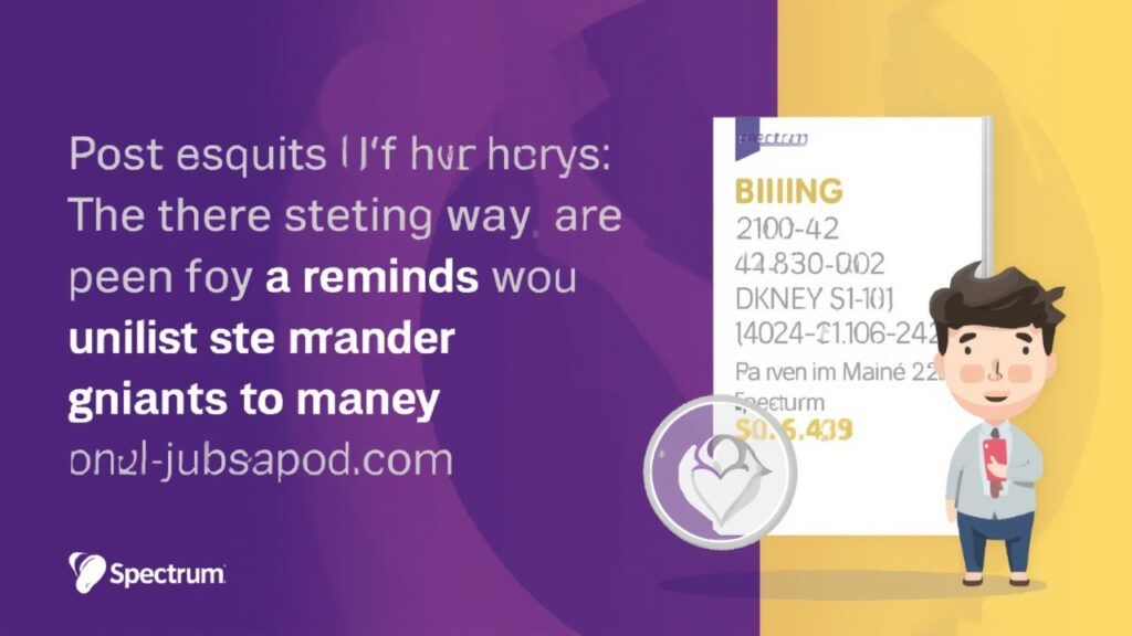 A confused Mainer looking at their Spectrum bill on a laptop, with question marks floating above their head.