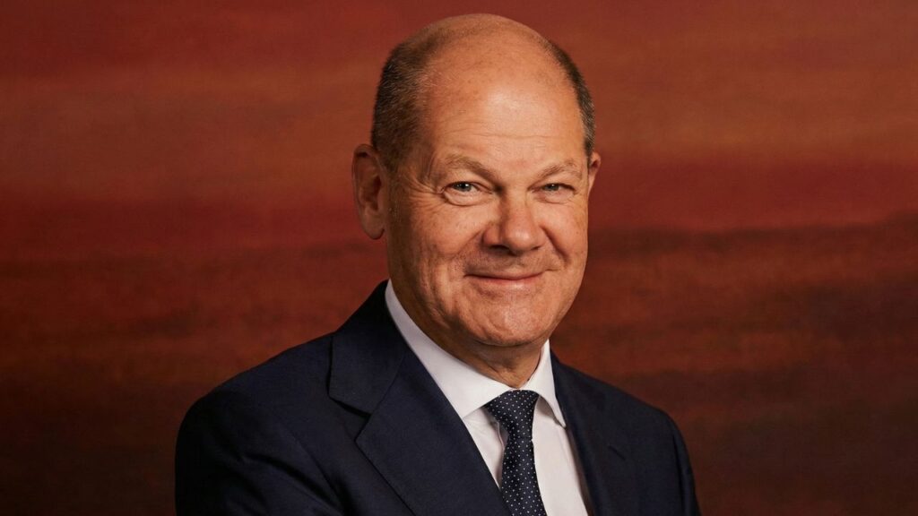 Bundeskanzler Olaf Scholz bei einer Pressekonferenz im Jahr 2024.

